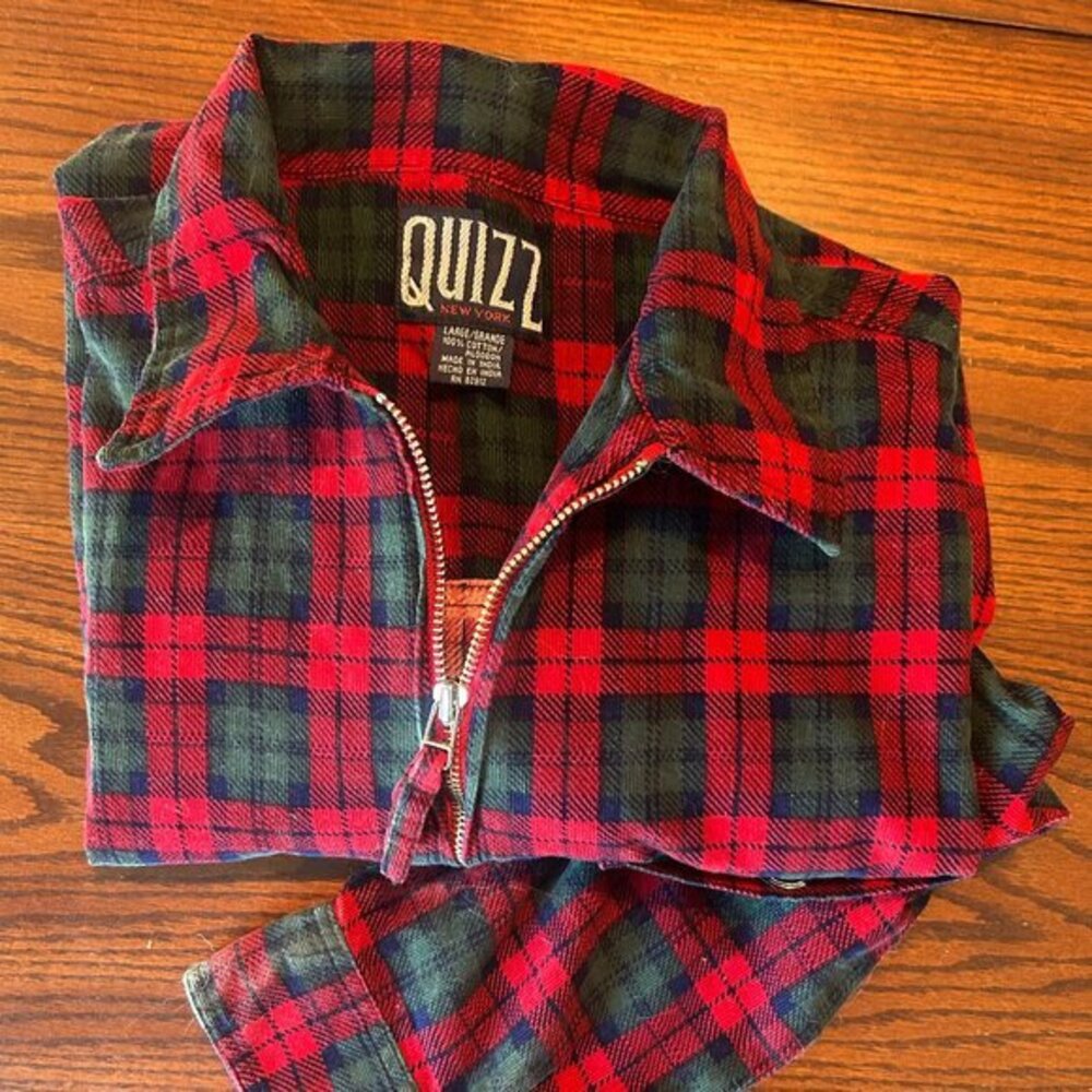 Women's Corduroy Red Blue Green Zip Up Long Sleeved Jacket Shacket Size Large